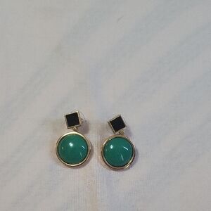 Elegant Green and Black Earrings